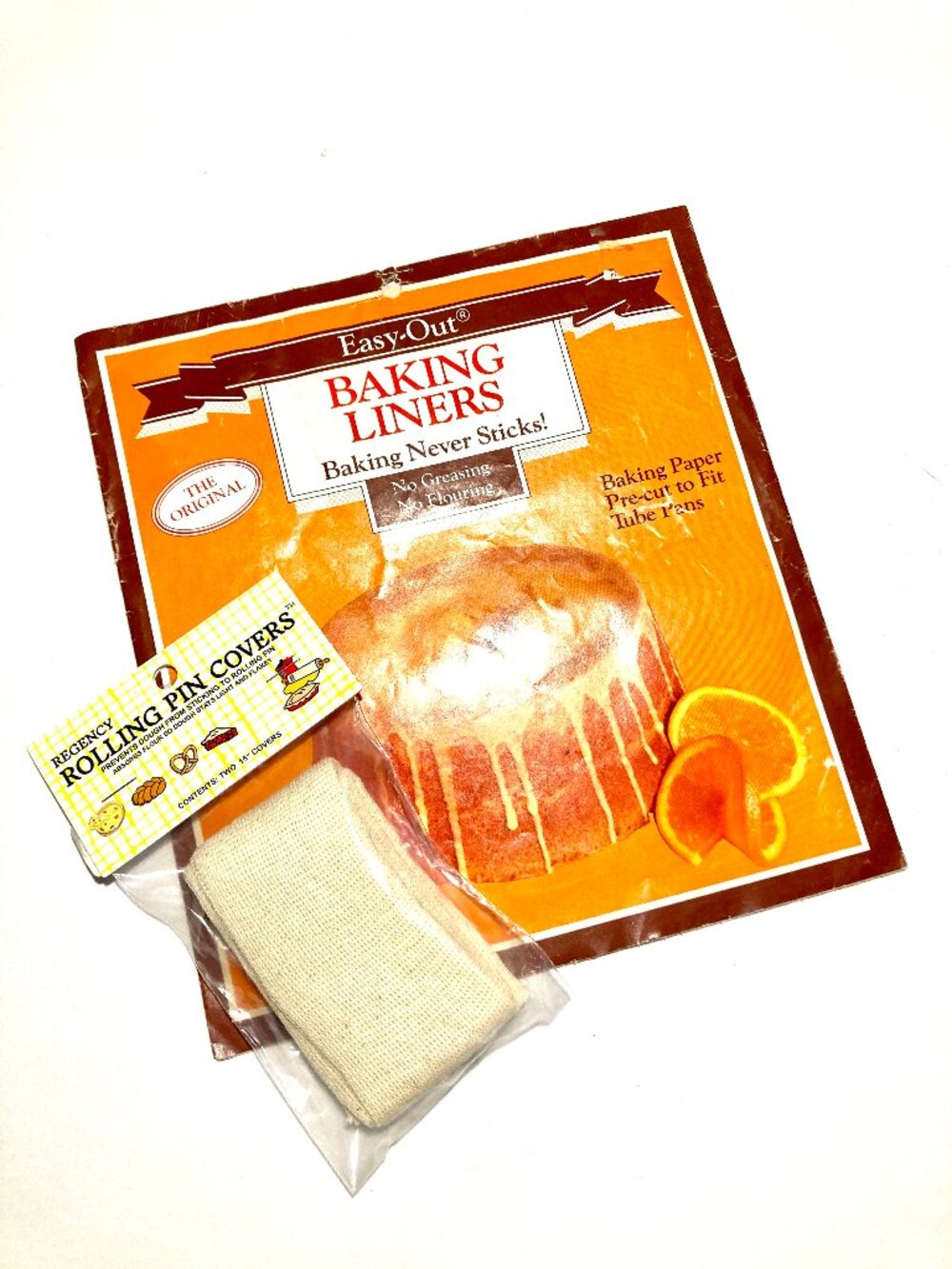 2 New Vintage Packages of Baking Liners and Rolling Pin Covers NOS